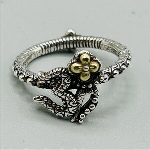 BARBARA BIXBY Sterling Silver & 18K Gold OHM Ring Size 8.25 / Spiritual Jewelry